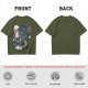 Olive Anime Dragon Graphic Short Sleeve T-Shirt