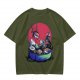 Olive T-Shirt With Anxious Sushi Characters In Soy Sauce Bowl Print