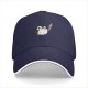 Black baseball cap with a cute penguin holding a bloodied knife print