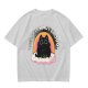 Olive graphic tee with black cat, rainbow, and 'Therapy Is Not Enough' text
