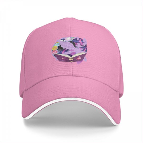 Black baseball cap with Twilight Sparkle reading a magic book print