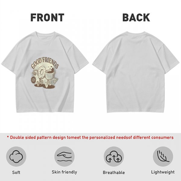 Olive green graphic t-shirt with good friends donut and coffee print
