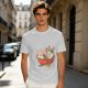 Olive T-Shirt With Cute Cat Ramen Bowl Graphic Print