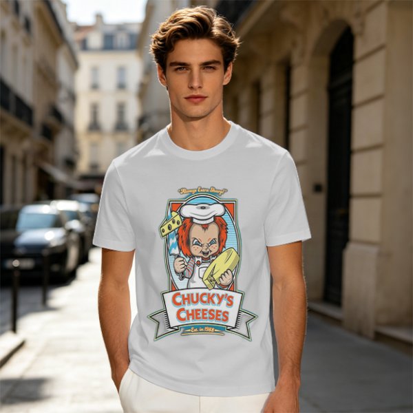 Chucky's Cheeses Horror Themed Graphic T-Shirt