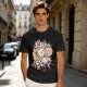 Olive t-shirt with 'More Coffee Less Drama' and moka pot graphic