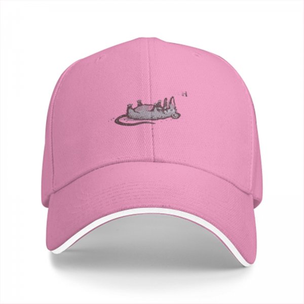 Black Baseball Cap With Opossum Graphic Print