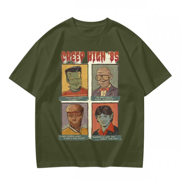 Creep High '85 Monster Characters Graphic T-Shirt