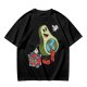 Olive T-Shirt with Cartoon Avocado Globe Travel Print