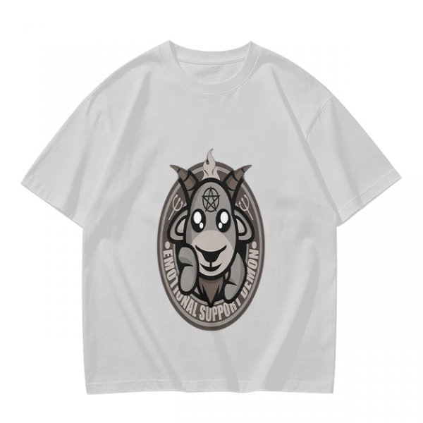 Olive T-Shirt With Cute Emotional Support Demon Goat Graphic