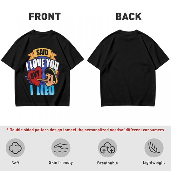 Olive t-shirt with Pinocchio 'Said I Love You But I Lied' print