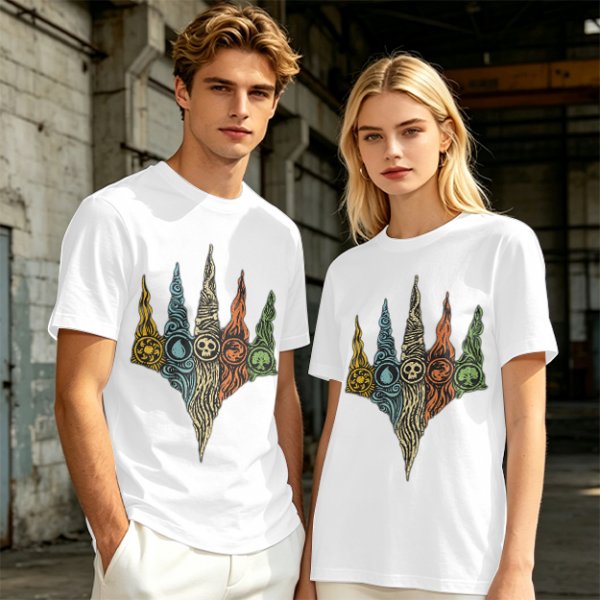 Magic The Gathering Five Mana Symbols Graphic T-Shirt
