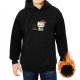 Black hoodie with grumpy Christmas cat and small tree graphic