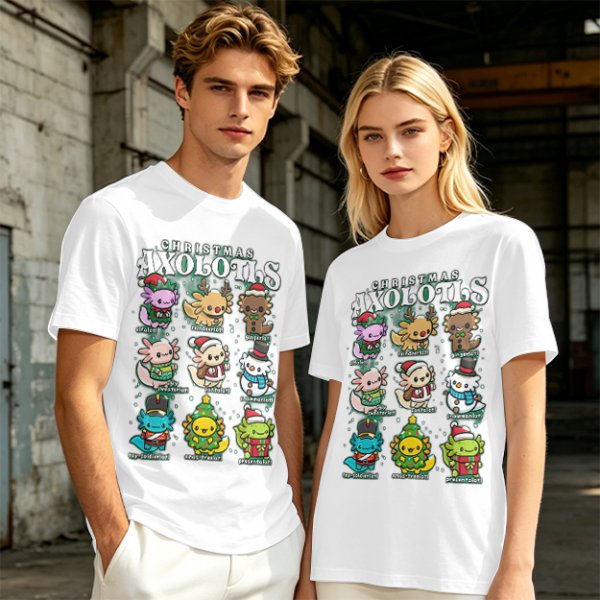 Christmas Axolotls Cute Holiday Graphic T-Shirt Design