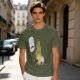 Olive T-Shirt With Cartoon Marshmallow and Burning Character Print