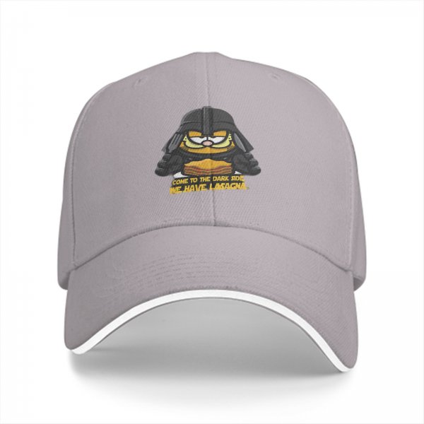Black baseball cap with Darth Vader Garfield 'Come to the Dark Side We Have Lasagna' print