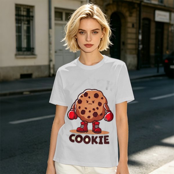 Olive T-Shirt With Angry Boxing Chocolate Chip Cookie Graphic