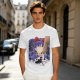 Olive T-Shirt With Witch Anime Girl and Cat Silhouette Print