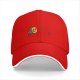 Black baseball cap with a cartoon flying burger graphic