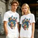 Olive T-Shirt With Cute Cats On A Rubik's Cube Graphic