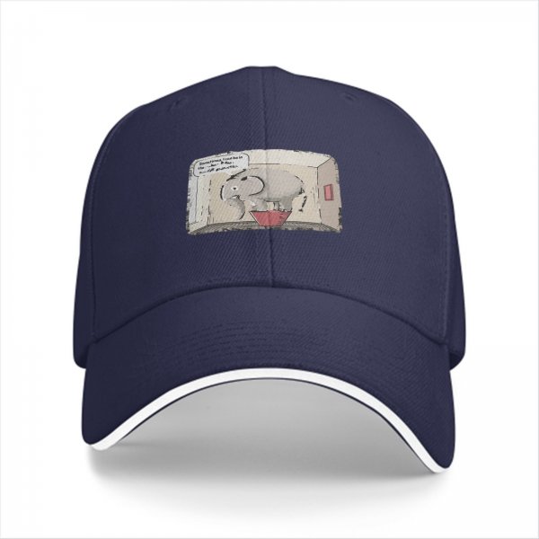 Black Baseball Cap With Elephant In Box Graphic Print