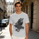 Olive Graphic T-Shirt with Mechanical Raven and Full Moon Print