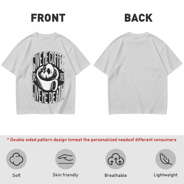 Give Me Coffee Or Death Skull Coffee Cup Graphic T-Shirt