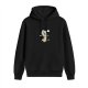 Black Hoodie With Cute Dog Holding Balloons Print