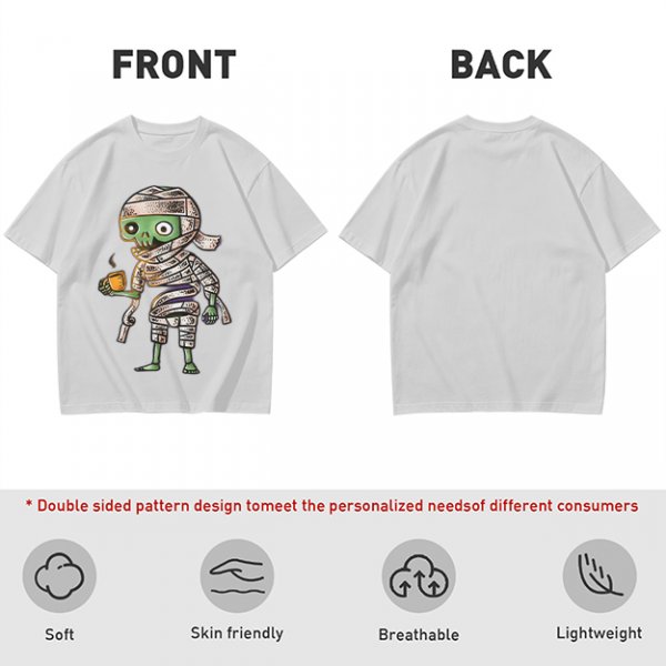 Olive T-Shirt With Cute Mummy Holding Hot Coffee Print