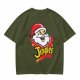 Olive T-Shirt with Santa Claus Jingles Christmas Print