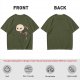 Olive T-shirt with Grumpy Axolotl Holding Coffee Print