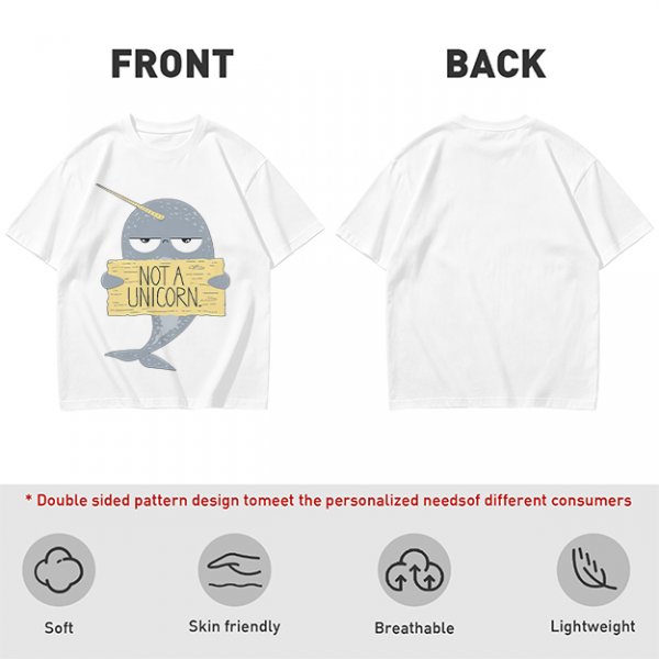 Olive T-Shirt With Grumpy Narwhal Holding Not A Unicorn Sign