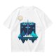 Olive T-Shirt With Geometric Dragonfly Mountain Night Scene Print