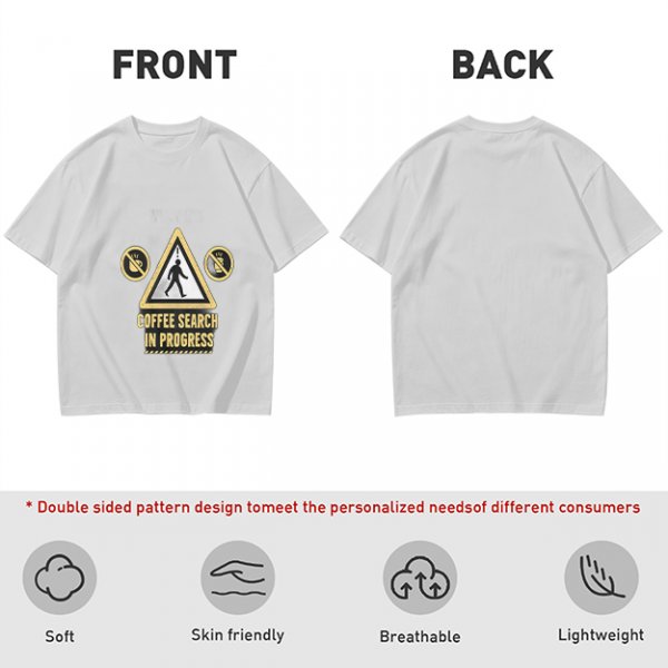 Olive T-Shirt With Coffee Search In Progress Warning Print