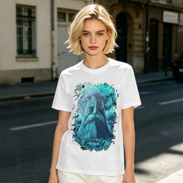 Olive Green T-Shirt With Mystical Ancient Tree Face Print