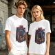 Olive t-shirt with 'I Have Trust Issues' chibi knight graphic