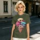 Olive T-Shirt With Skull Ice Cream Cone Graphic