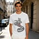 Olive graphic tee with raccoon driving car and 'Way to make bad decisions' text