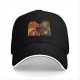 Black Baseball Cap with Four Panel Pop Art Character Print