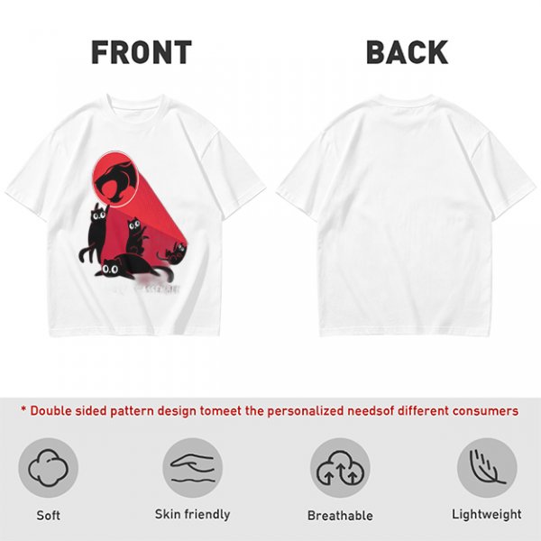 Olive T-Shirt With Black Cats And Red Panther Signal Graphic