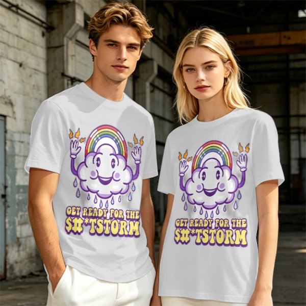 Get Ready For The Shitstorm Cloud Rainbow Graphic T-Shirt