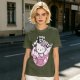 Olive t-shirt with muscular Hello Kitty graphic and 'I Took The Stairs' text