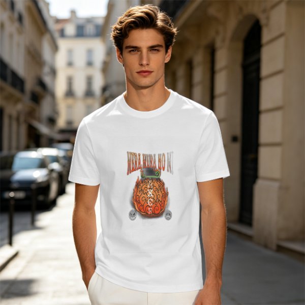 Olive T-Shirt with Flaming Devil Fruit Graphic Print