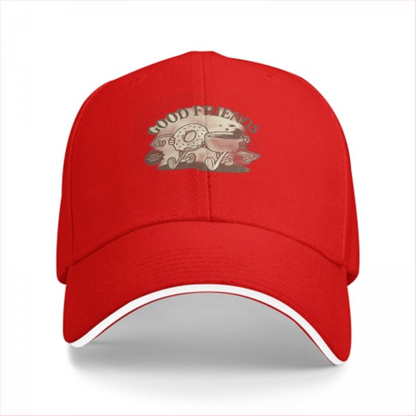 Black Baseball Cap With Good Friends Donut And Coffee Graphic