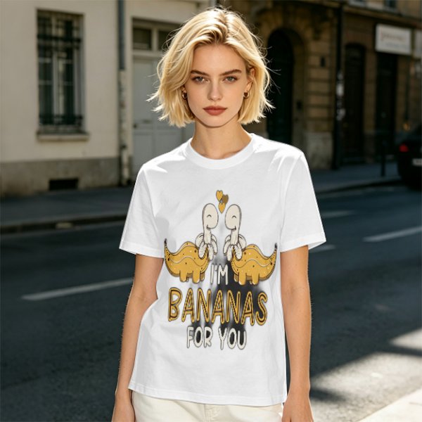 Olive T-Shirt With Cute Banana Dinosaur Love Graphic And I'm Bananas For You Text