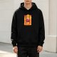 Black hoodie with vibrant sunset pirate ship and crew graphic