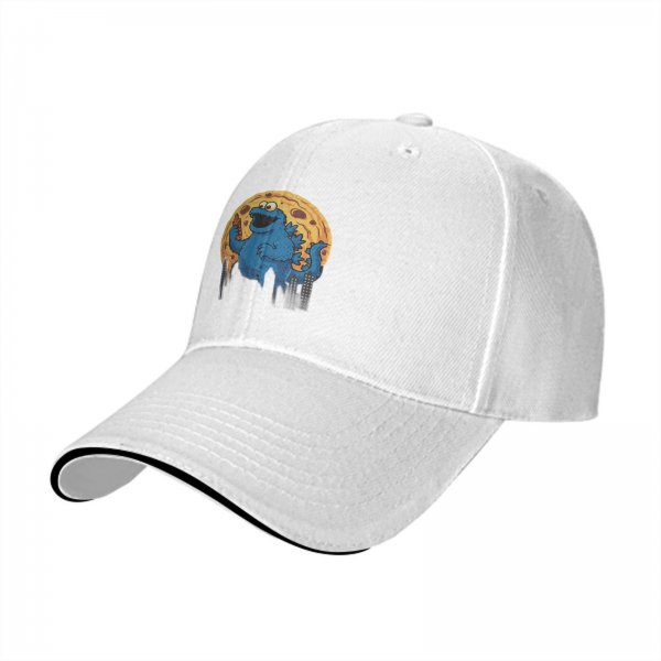 Black baseball cap with cookie monster godzilla and cookie print