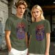 Olive Graphic T-Shirt With Dark Throne Skeleton Art Print
