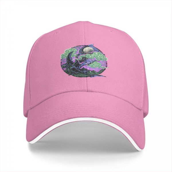 Black Baseball Cap With Fantasy Dragon Moon Cloud Night Artwork