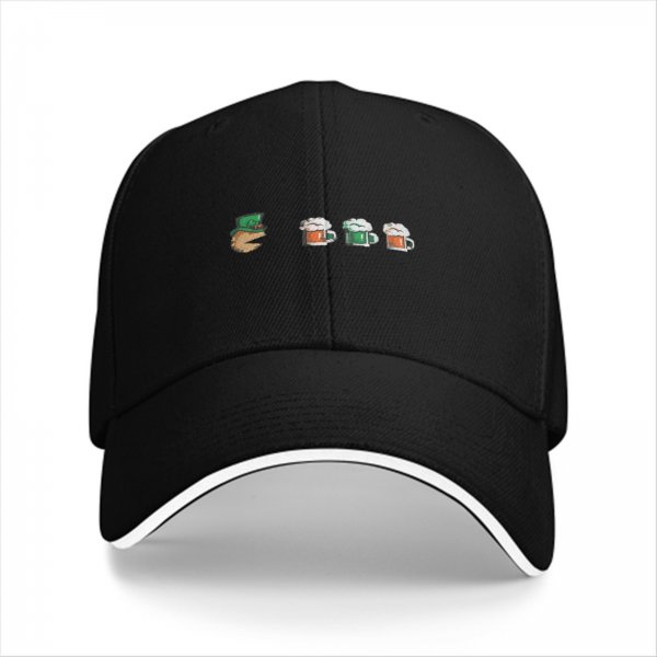 Black Baseball Cap With Leprechaun And Beer Mugs For St. Patrick's Day