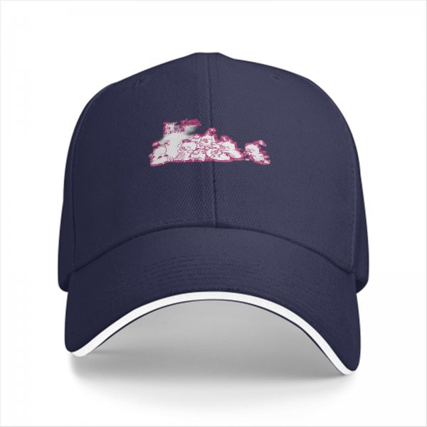 Black Baseball Cap With Pink Whimsical Graphic Design